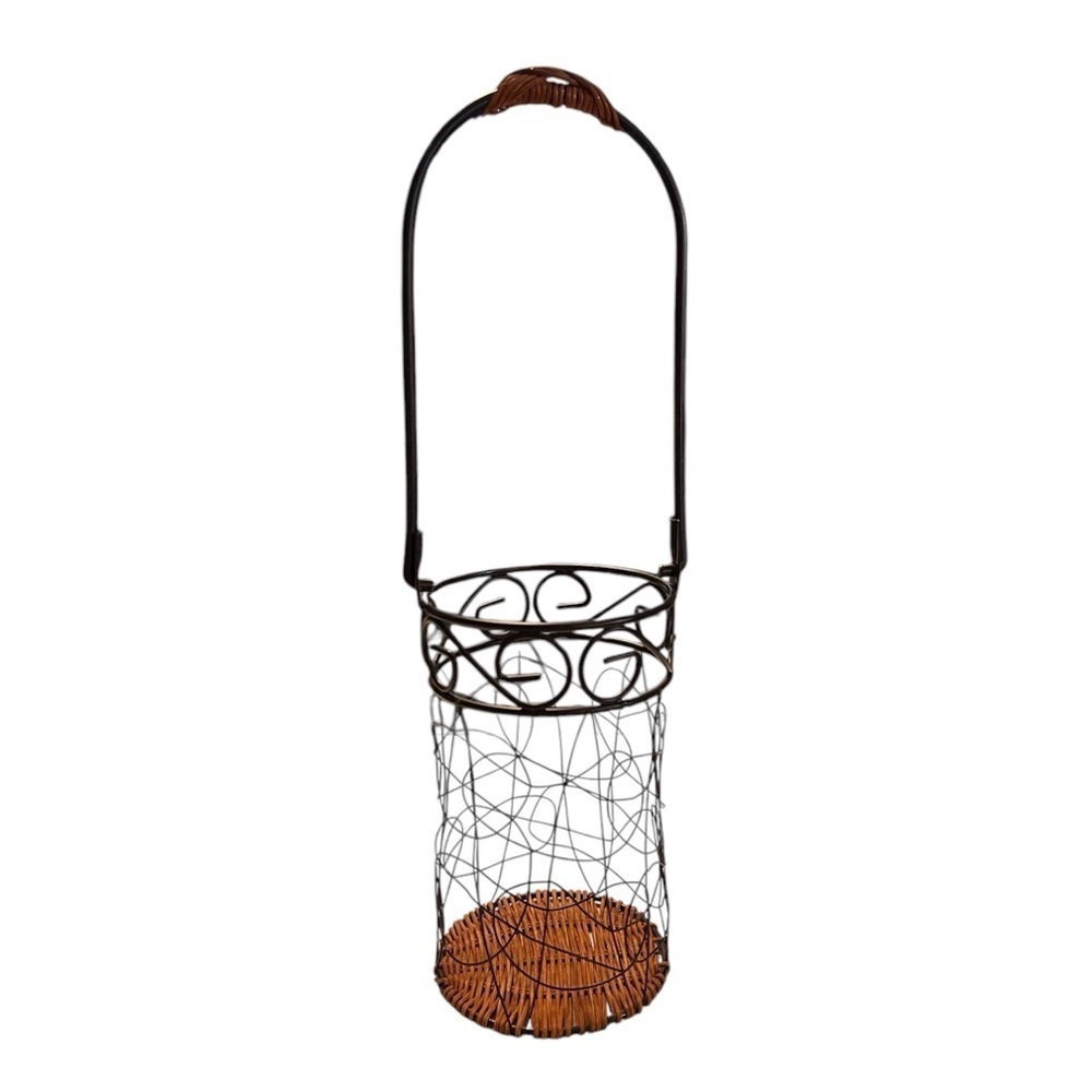 Unbranded Wicker & Metal Wine Caddy